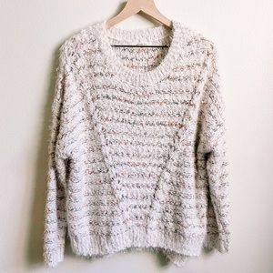 A Beautiful Soul Eyelash Sweater in White Multi